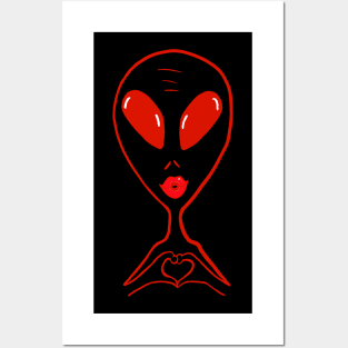 Alienbrosmooch small Posters and Art